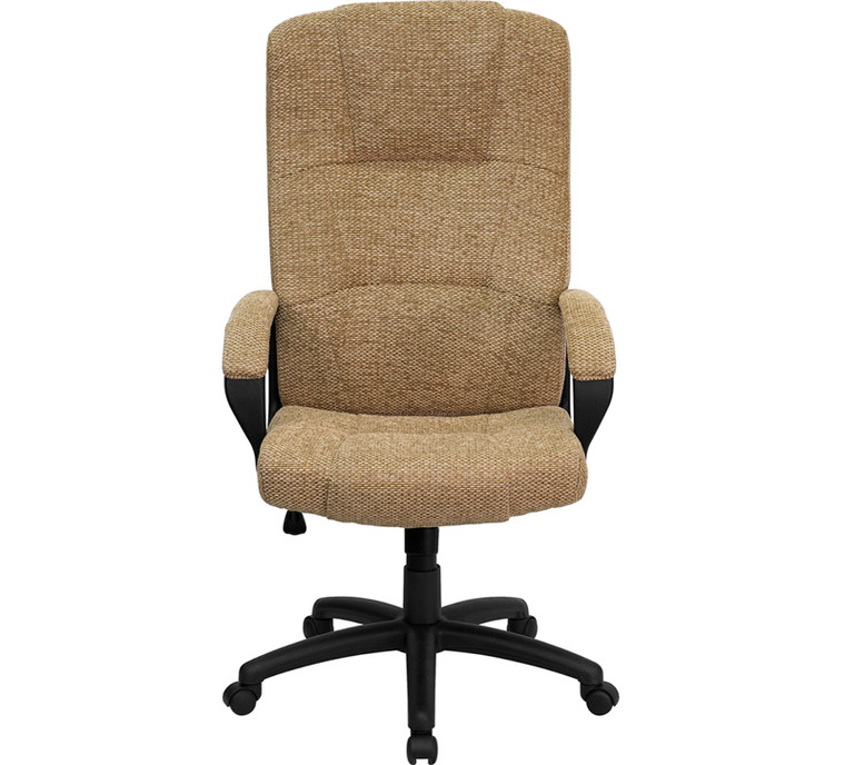 High Back Beige Fabric Executive Swivel Chair with Arms
