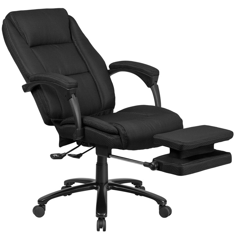 High Back Black Fabric Executive Reclining Swivel Office Chair with Comfort Coil Seat Springs and Padded Arms