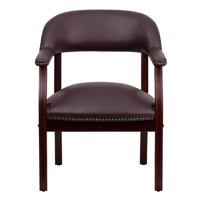 Burgundy Top Grain Leather Conference Chair