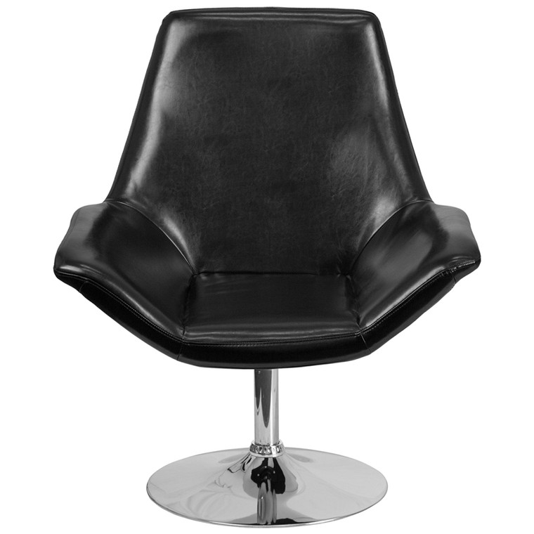 Black Leather Side Reception Chair