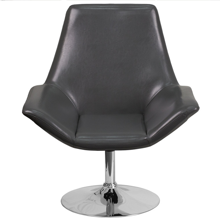 Gray Leather Side Reception Chair