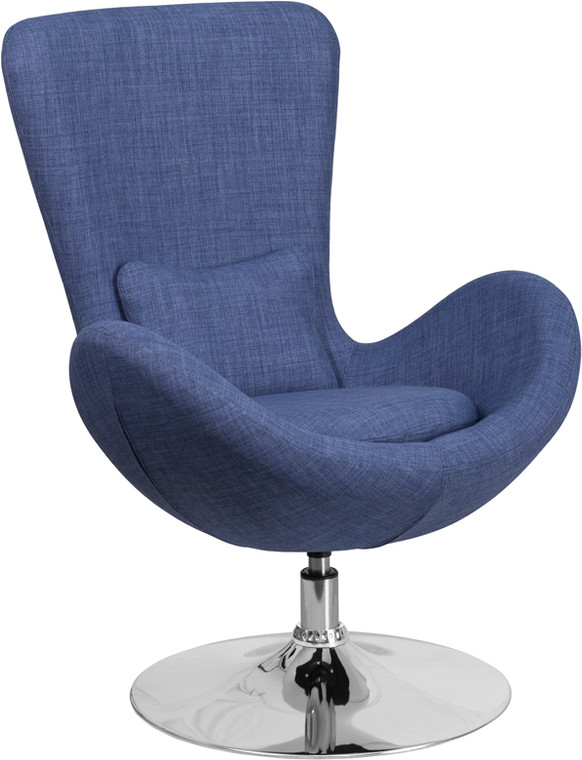 Blue Fabric Side Reception Chair