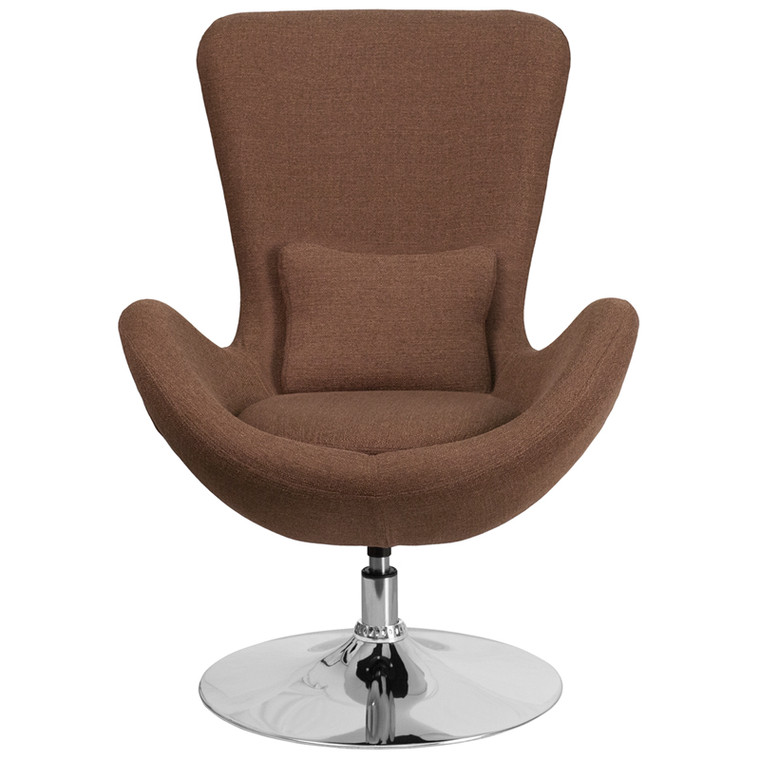 Brown Fabric Side Reception Chair