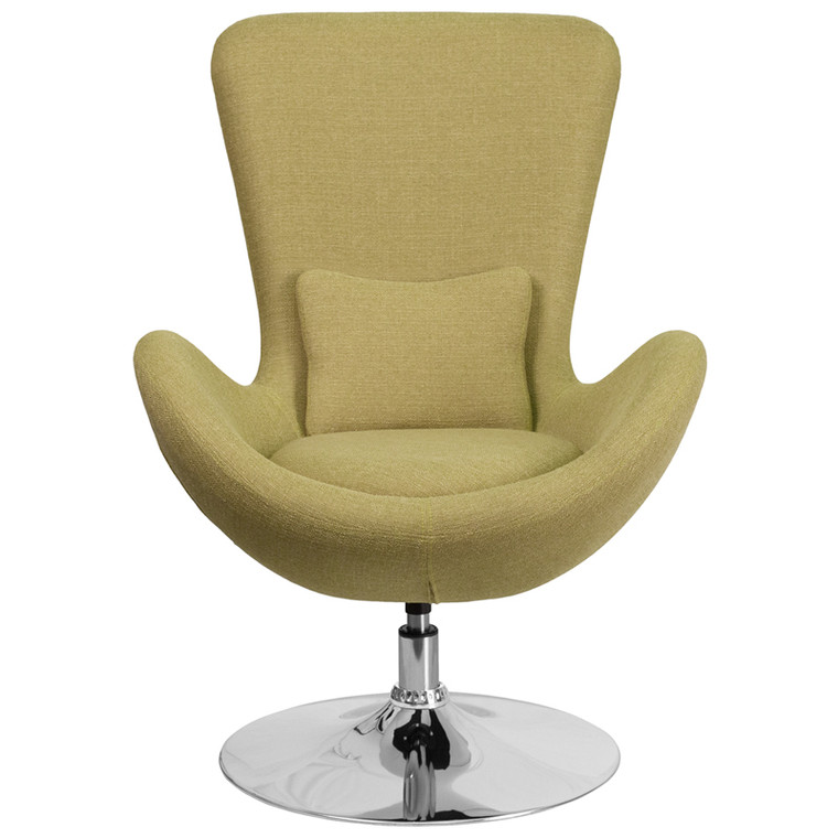 Green Fabric Side Reception Chair