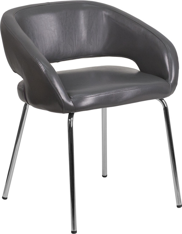 Contemporary Gray Leather Side Reception Chair