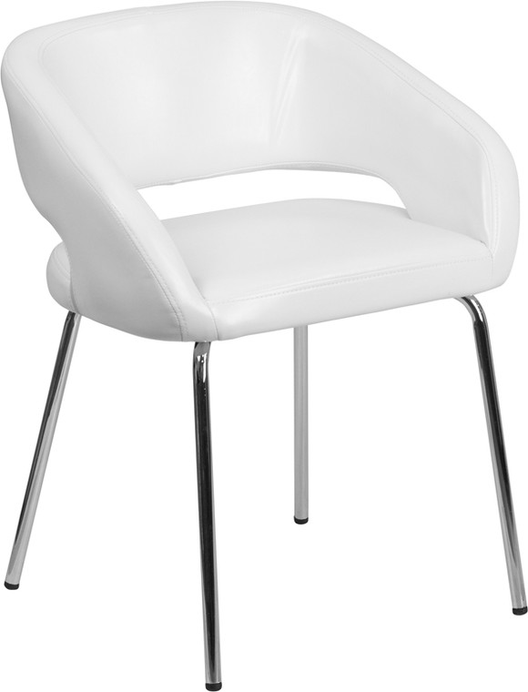 Contemporary White Leather Side Reception Chair