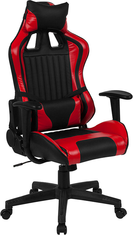 Cumberland Comfort Series High Back Black and Red Executive Reclining Racing/Gaming Swivel Chair with Adjustable Lumbar Support