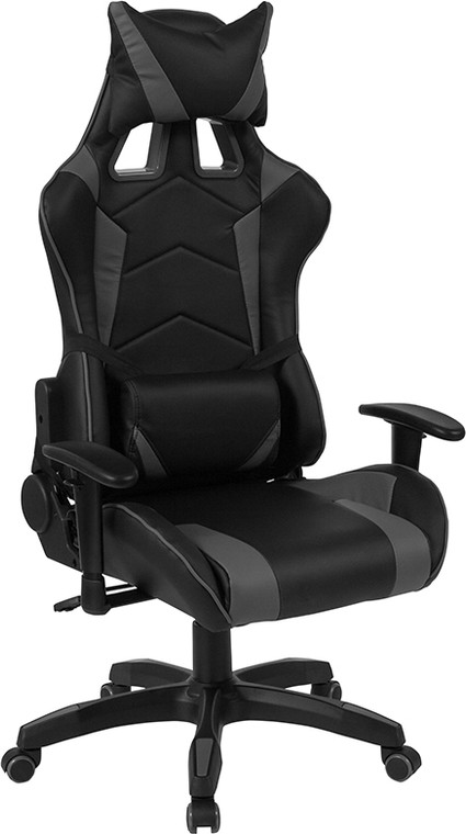 Cumberland Comfort Series High Back Black and Gray Executive Reclining Racing/Gaming Swivel Chair with Adjustable Lumbar Support