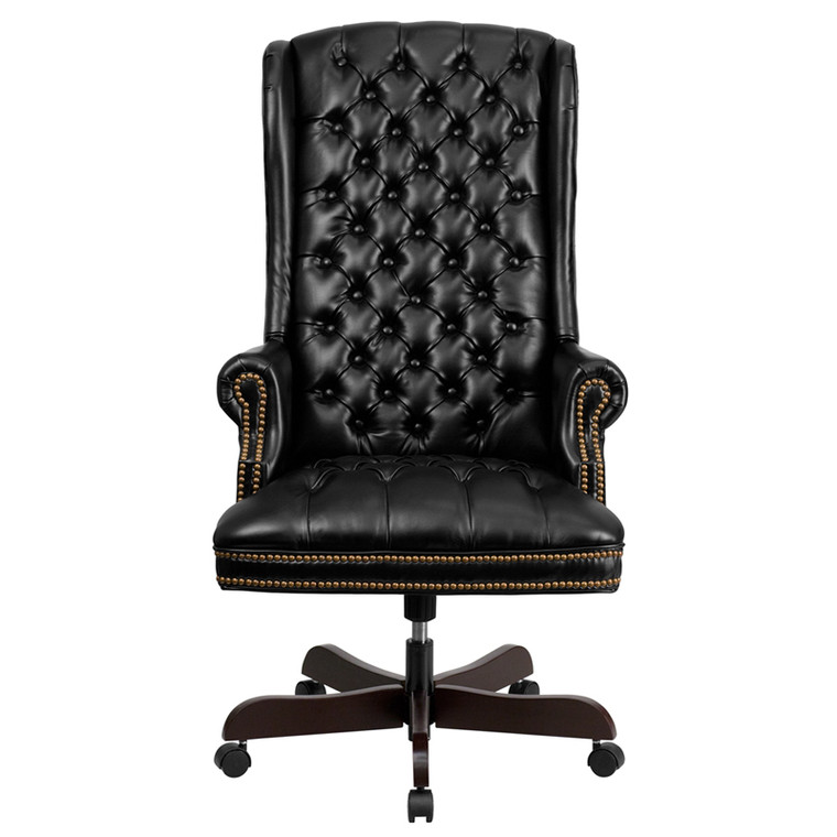 High Back Traditional Tufted Black Leather Executive Swivel Chair with Arms [DXCIi360iBK]