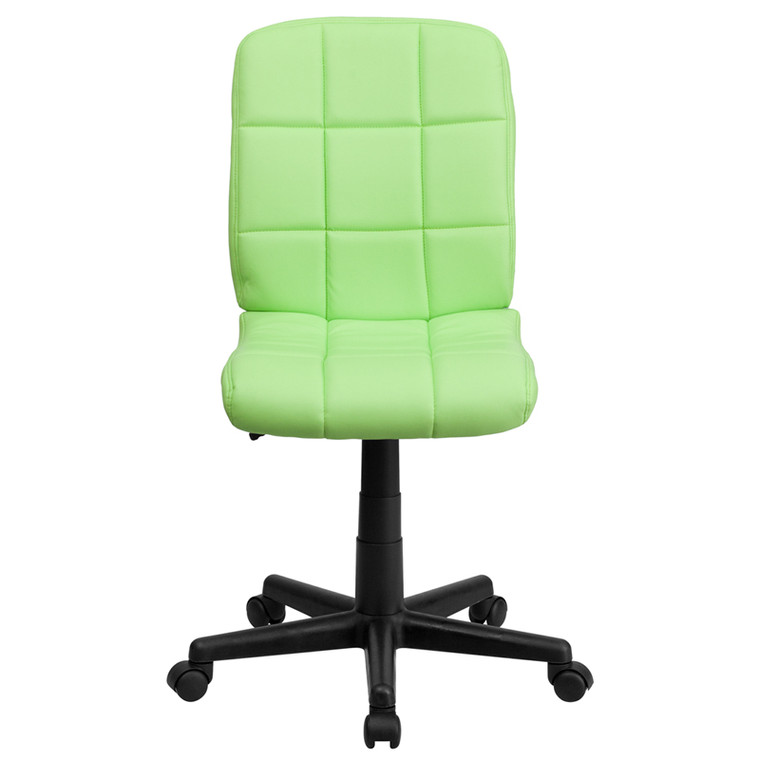 Mid-Back Green Quilted Vinyl Swivel Task Chair