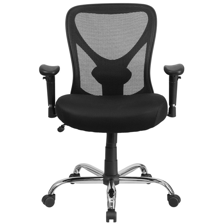 Big & Tall 400 lb. Rated Black Mesh Swivel Task Chair with Height Adjustable Back and Arms