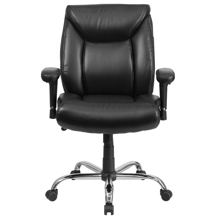 Series Big & Tall 400 lb. Rated Black Leather Swivel Task Chair with Adjustable Arms [DXGOi2073iLEA]