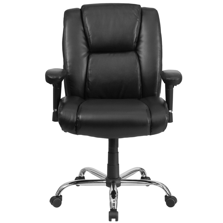 Series Big & Tall 400 lb. Rated Black Leather Swivel Task Chair with Adjustable Arms [DXGOi2132iLEA]