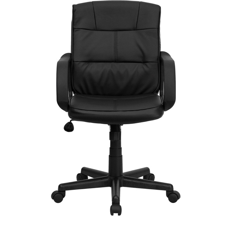 Mid-Back Black Leather Swivel Task Chair with Arms [DXGOi228SiBKiLEA]