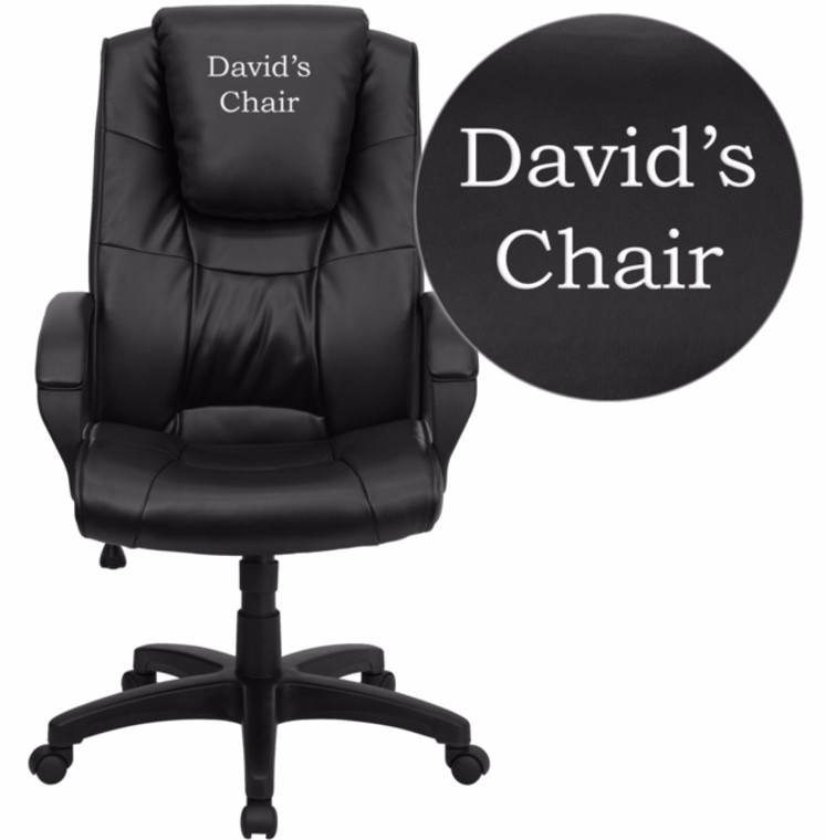 Dreamweaver Personalized Black Leather Executive Swivel Chair with Arms