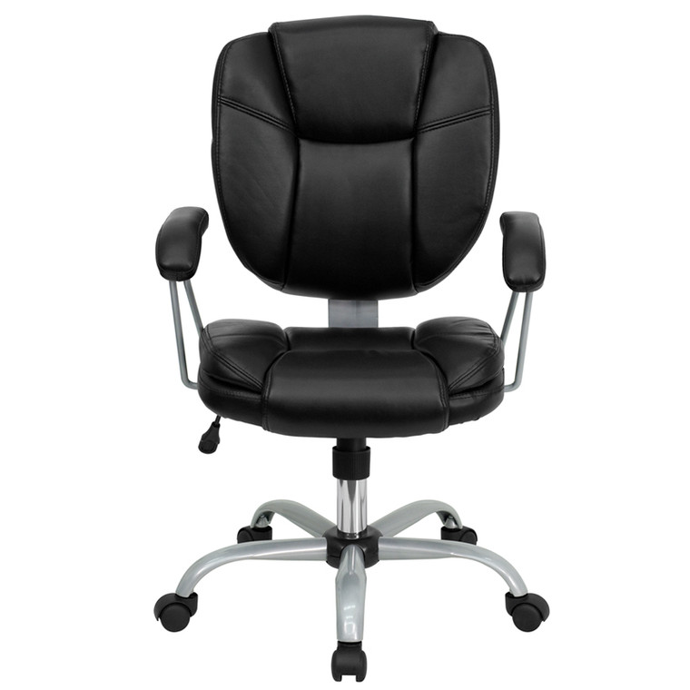 Mid-Back Black Leather Swivel Task Chair with Arms [DXGOi930iBK]