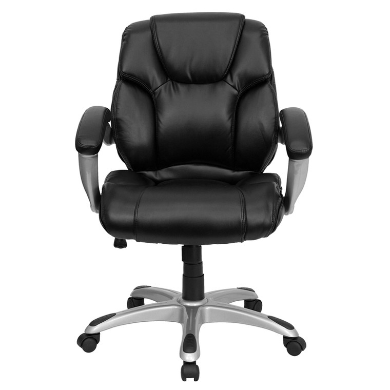 Mid-Back Black Leather Swivel Task Chair with Arms [DXGOi931HiMIDiBK]