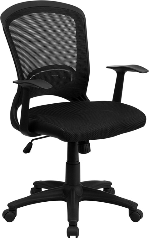 Mid-Back Designer Black Mesh Swivel Task Chair with Arms