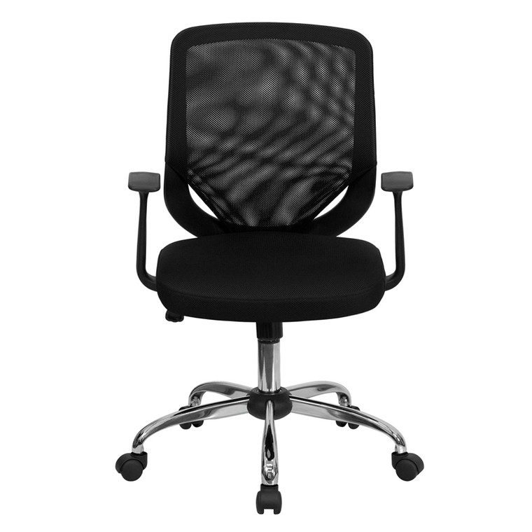 Mid-Back Black Mesh Swivel Task Chair with Arms [DXLFiW95iMESHiBK]