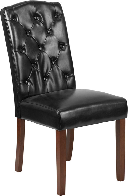 Black Leather Tufted Parsons Chair