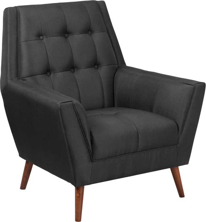 Contemporary Black Fabric Tufted Arm Chair