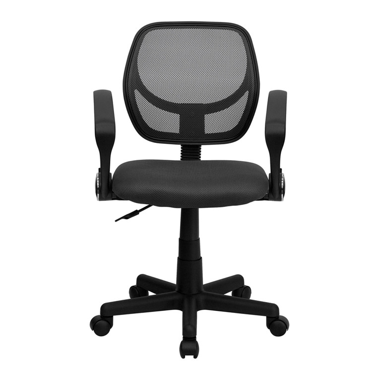 Mid-Back Gray Mesh Swivel Task Chair with Arms