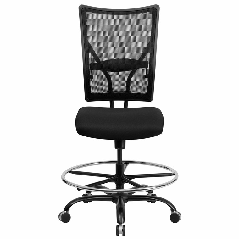 Big & Tall 400 lb. Rated Black Mesh Drafting Chair