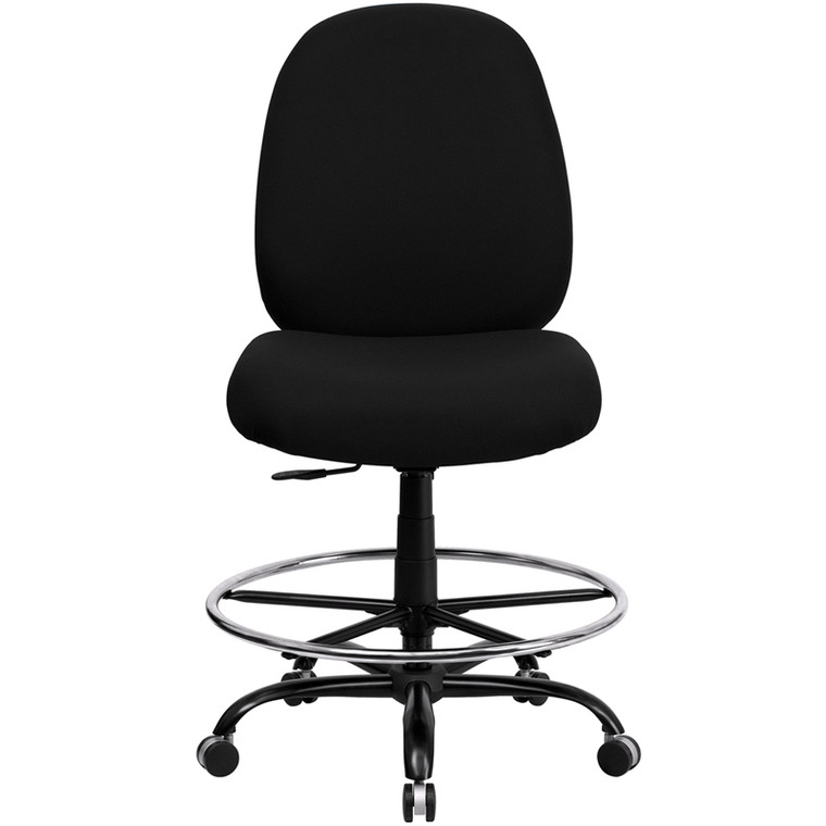 Big & Tall 400 lb. Rated Black Fabric Drafting Chair