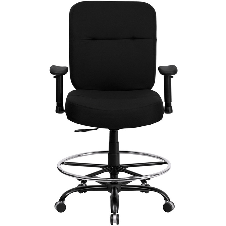 Series Big & Tall 400 lb. Rated Black Fabric Drafting Chair with Adjustable Arms [DXWLi735SYGiBKiAD]