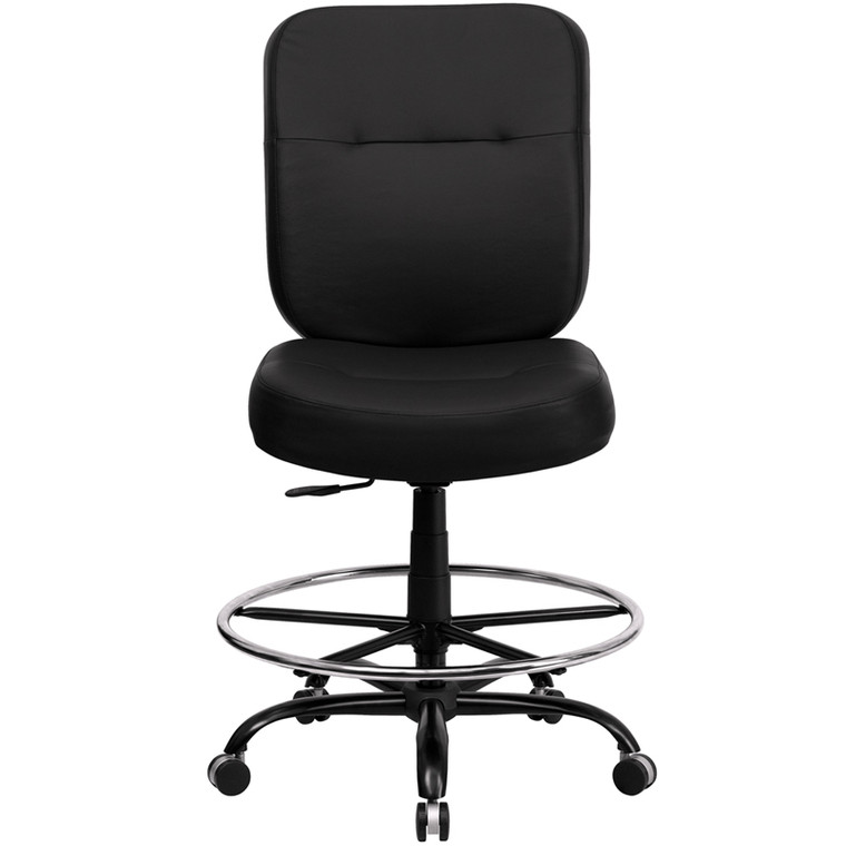 Big & Tall 400 lb. Rated Black Leather Drafting Chair