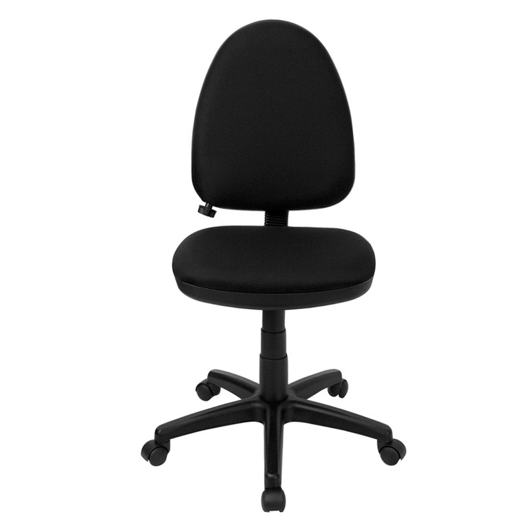 Mid-Back Black Fabric Multifunction Swivel Task Chair with Adjustable Lumbar Support