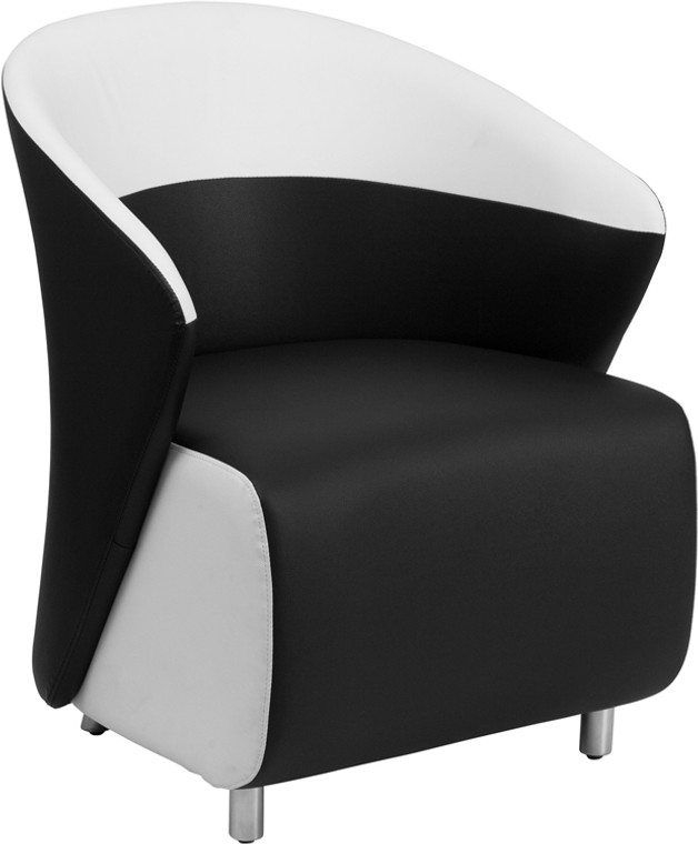 Black Leather Lounge Chair with  White Detailing