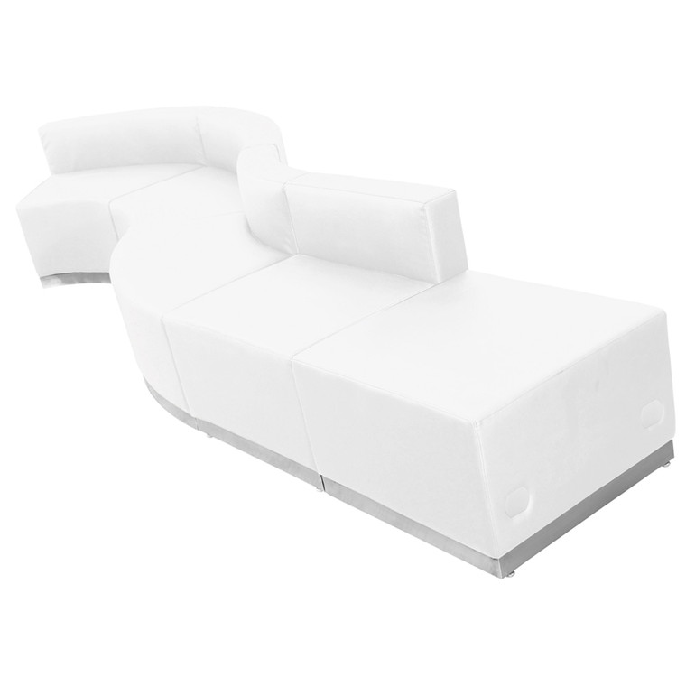 Alon Series Melrose White Leather Reception Configuration, 5 Pieces [DXZBi803i590iSETiWH]