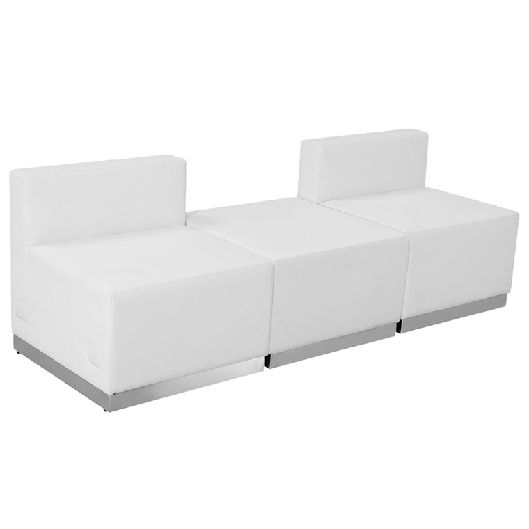 White Leather Reception Configuration, 3 Pieces