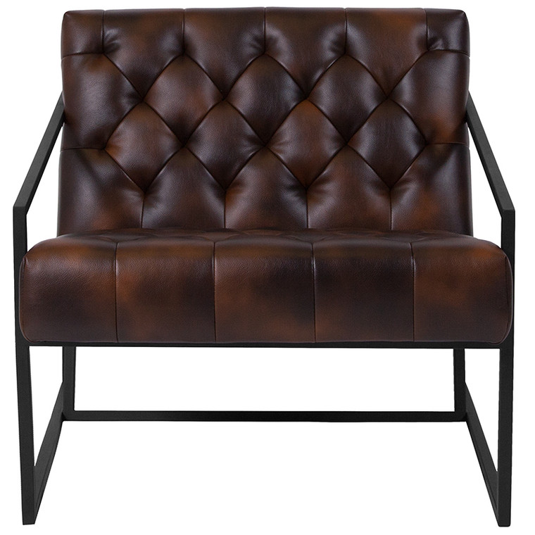 Bomber Jacket Leather Tufted Lounge Chair