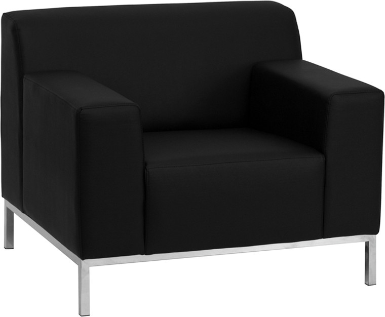 Definity Series Contemporary Black Leather Chair with Stainless Steel Frame