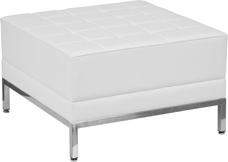 Imagination Series Melrose White Leather Ottoman [DXZBiIMAGiOTTOMANiWH]