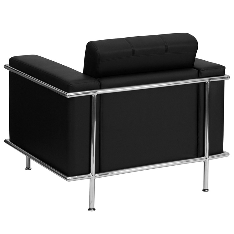 Lesley Series Contemporary Black Leather Chair with Encasing Frame [DXZBiLESLEYi8090iCHAIRiBK]