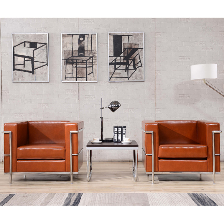 Regal Series Contemporary Cognac Leather Chair with Encasing Frame [DXZBiREGALi810i1iCHAIRiCOG]