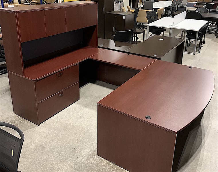 AM-Series Bow Front U-Shape Desk with Hutch (Customize)