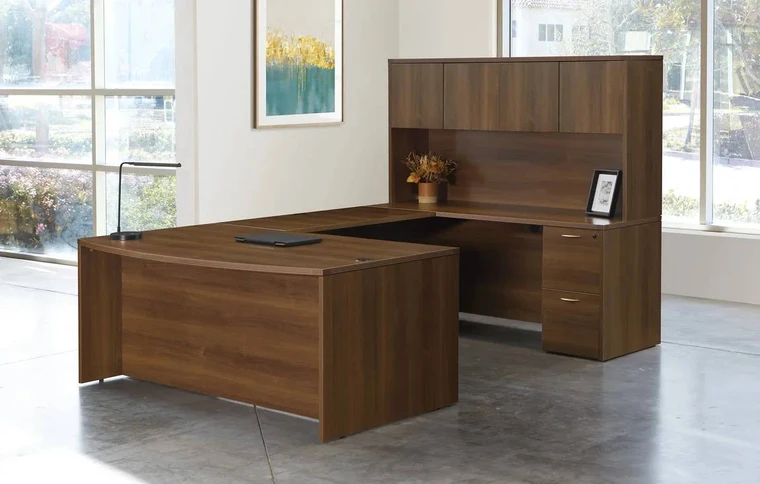 NAP-Series Bow Front U-Shape Desk with Hutch (Customize)