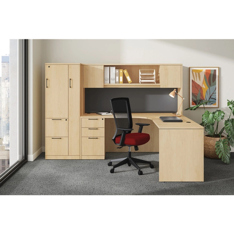 OSL-Series L-Shape Executive Desk with Hutch and Wardrobe Storage - Typical NXOS244