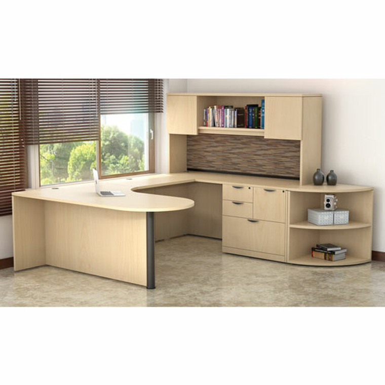 OSL-Series Bullet U-Shape Executive Desk and Combo Storage Cabinet -  Typical NXOS28