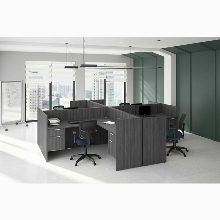 OSL-Series 4-Person Workstation Desks with Privacy - Typical NXOS148