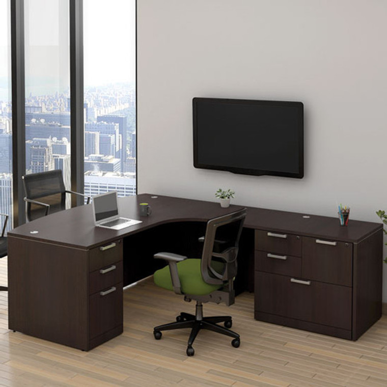 OSL-Series L-Shape Executive Desk with a Corner Extension - Typical NXOS112