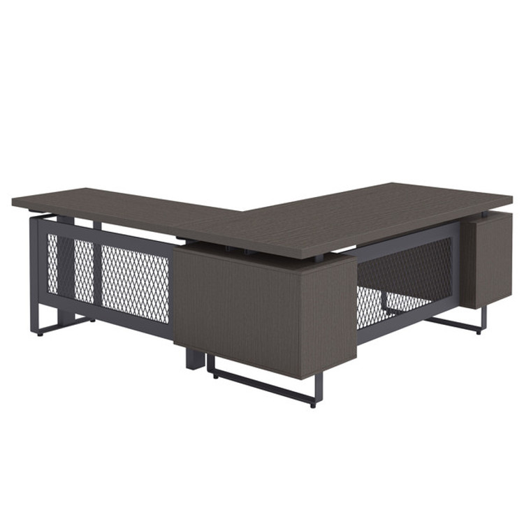 Palis Collection L-Shape Industrial Half Height Adjustable Desk with Single Pedestal - 72" x 78"