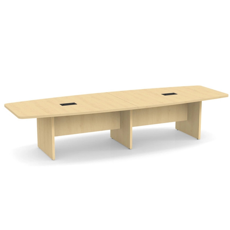 OSL-Series 12' Boat Shaped Conference Table with Slab Base & Wire Grommets