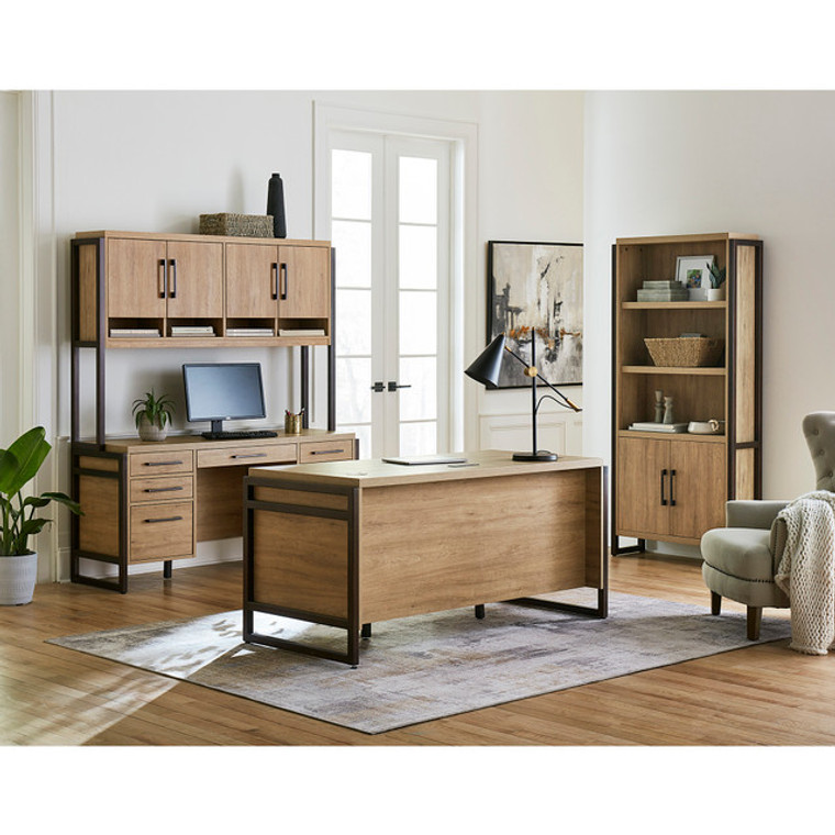 Artis Executive Desk Typical with Credenza, hutch, and Bookcase Storage