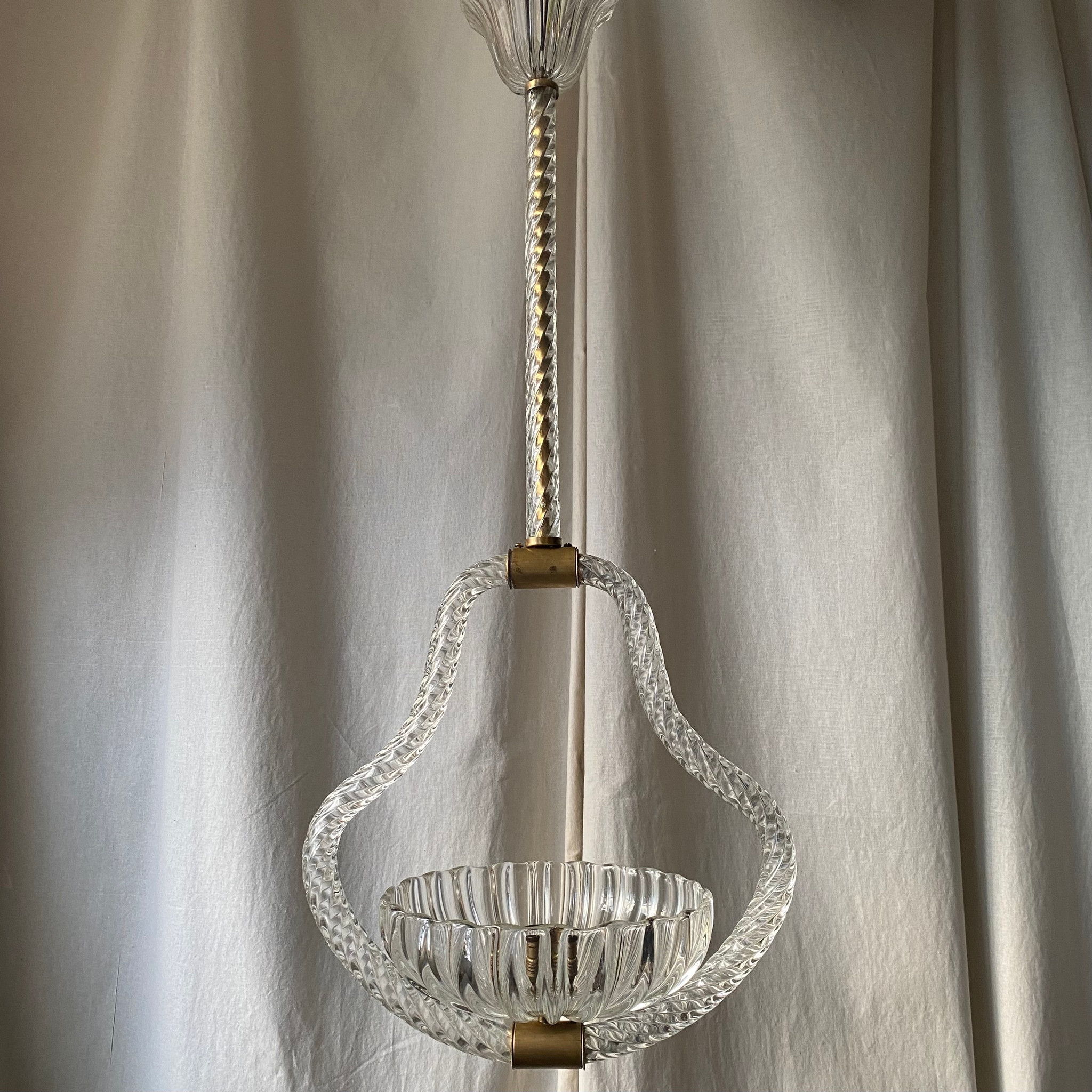 BAROVIER & TOSO MURANO GLASS BOWL PENDANT LIGHT