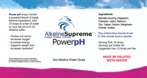 NEW! 2-PAK Power pH - Premium Alkaline Water Drops - 2OZ (120 DAY SUPPLY)